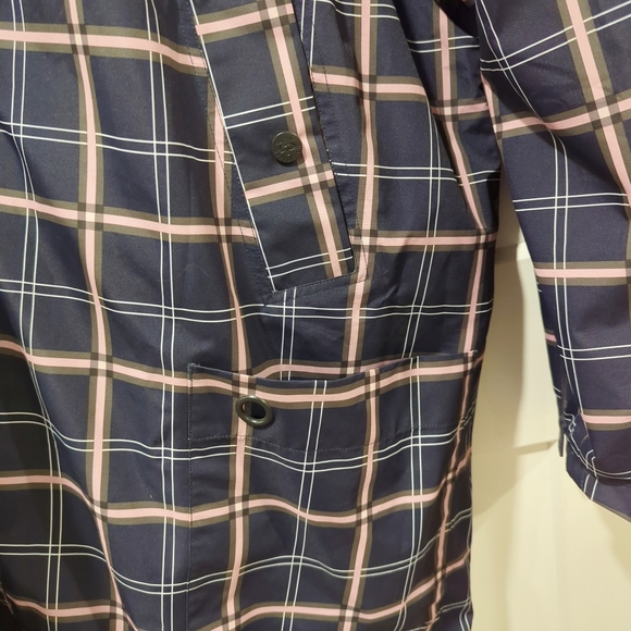 Arctic Expedition Plaid Preppy Rain Coat Navy Pink Pattern Plus Size 3X Hoooded - Picture 4 of 7